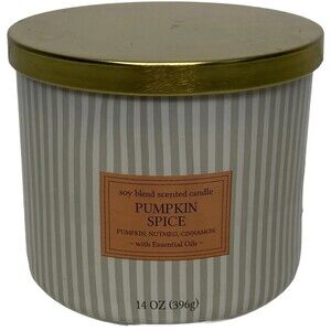 Pumpkin Spice Soy 3 Wick  Fall Winter  Holidays Xmas Candle Blend Scented  14 oz